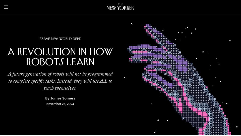 Screenshot of newyorker.com: A Revolution in How Robots Learn