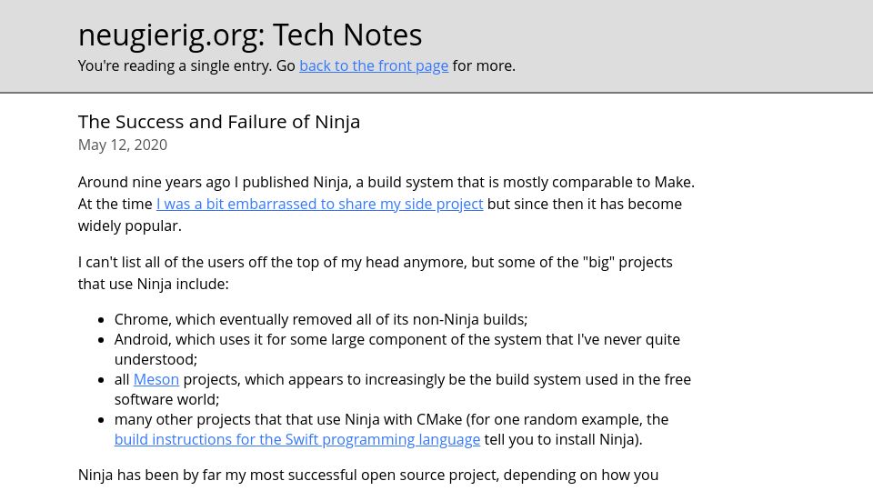 Screenshot of neugierig.org: The success and failure of Ninja (2020)