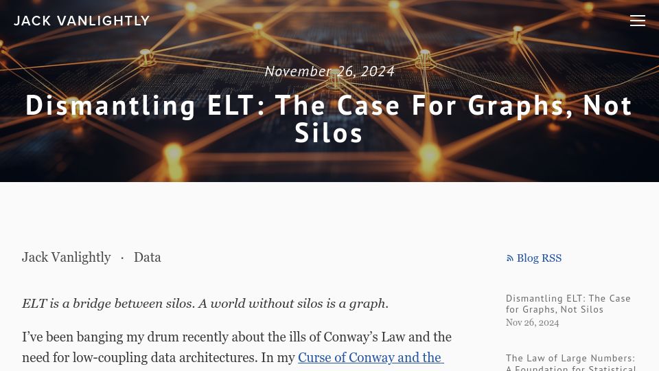 Screenshot of jack-vanlightly.com: Dismantling ELT: The Case for Graphs, Not Silos