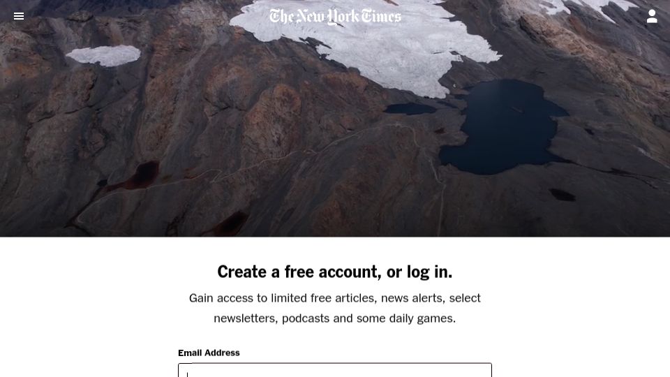 Screenshot of nytimes.com: Where Glaciers Melt, the Rivers Run Red