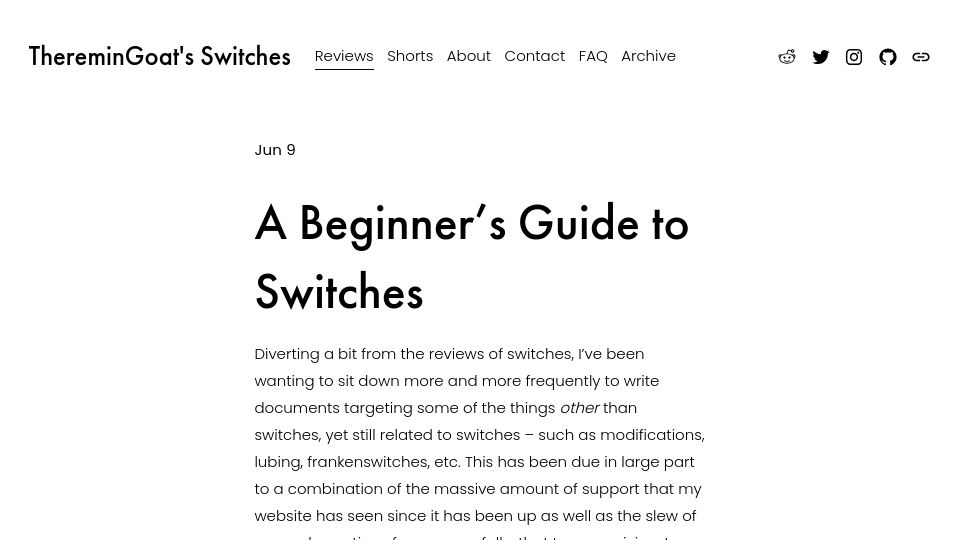 Screenshot of theremingoat.com: A Beginner's Guide to Switches