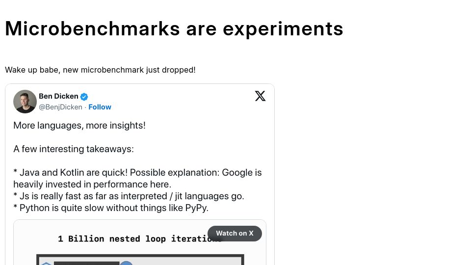 Screenshot of mrale.ph: Microbenchmarks Are Experiments
