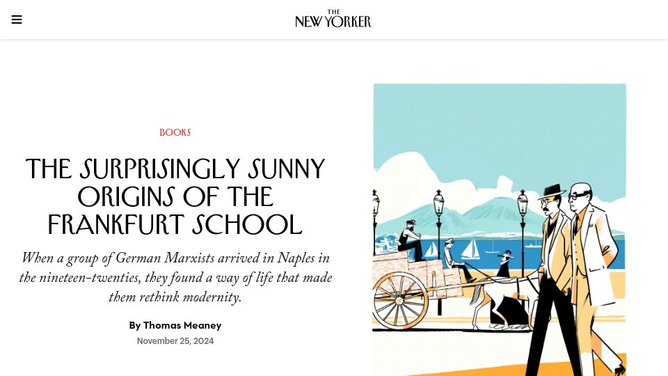 Screenshot of newyorker.com: The Surprisingly Sunny Origins of the Frankfurt School