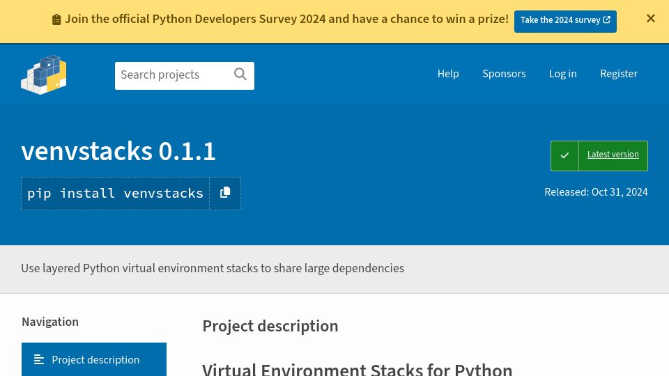 Screenshot of lmstudio.ai: Venvstacks: Virtual Environment Stacks for Python