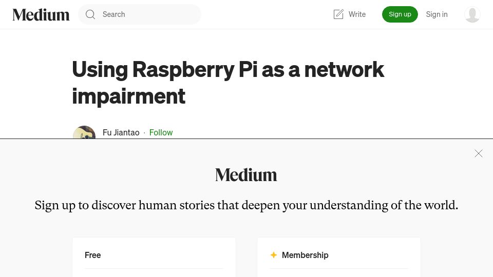 Screenshot of medium.com: Using Raspberry Pi as a network impairment