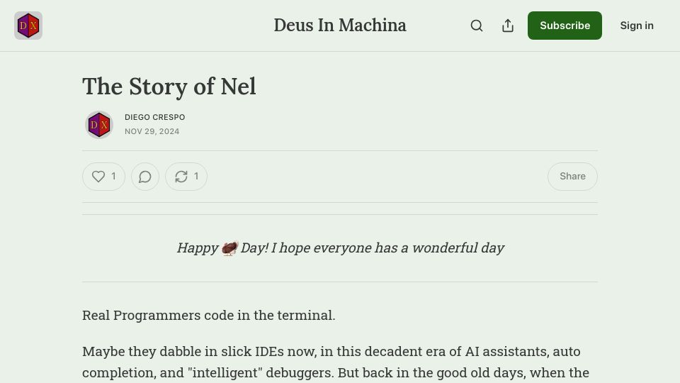 Screenshot of deusinmachina.net: The Story of Nel