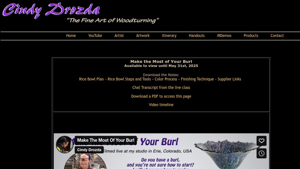 Screenshot of cindydrozda.com: Make the most of your burl