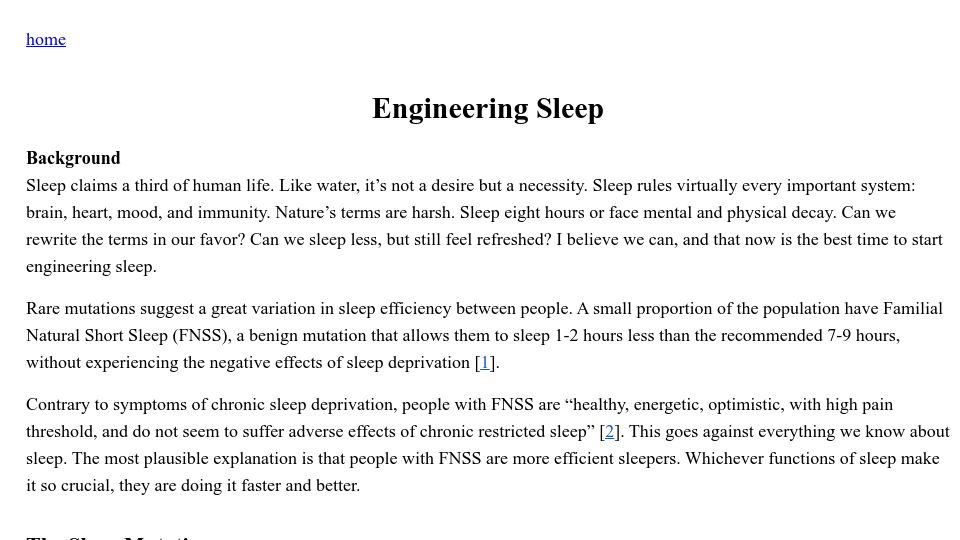 Screenshot of minjunes.ai: Engineering Sleep