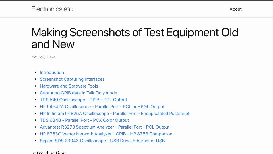 Screenshot of tomverbeure.github.io: Making Screenshots of Test Equipment Old and New
