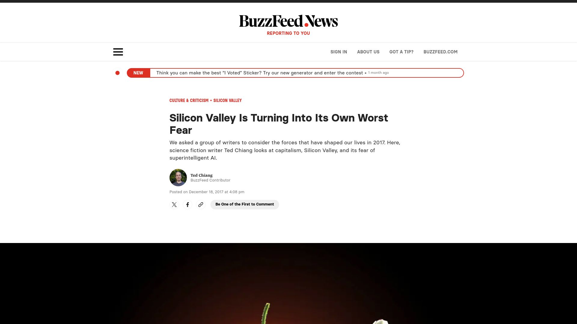 Screenshot of buzzfeednews.com: Silicon Valley is turning into its own worst fear (2017)