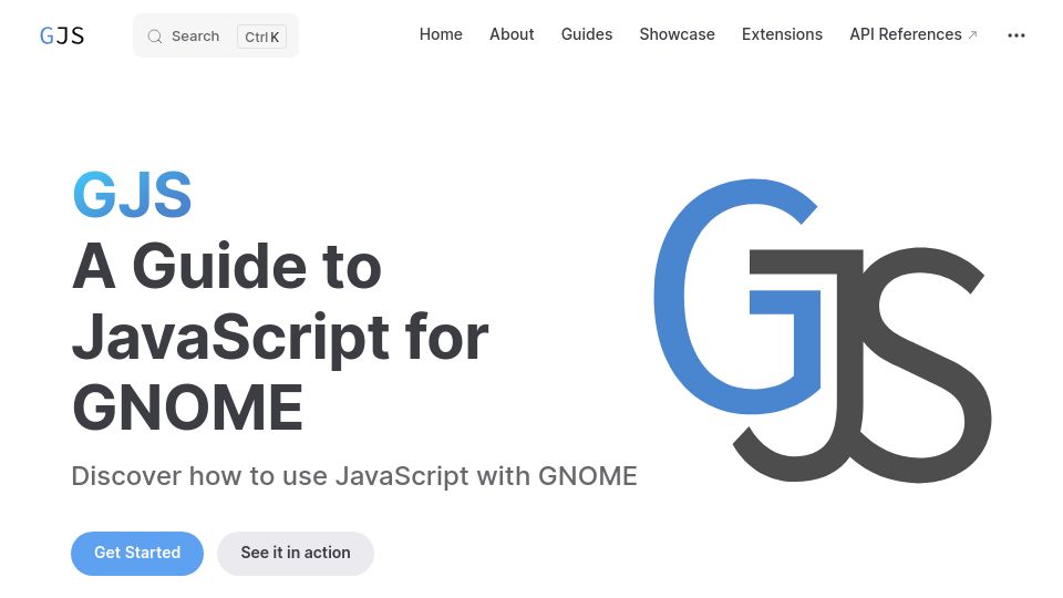 Screenshot of gjs.guide: GJS: Node.js Like Runtime for Gnome