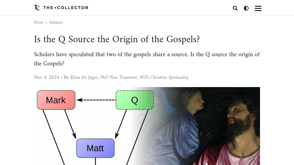 Screenshot of thecollector.com: Is the Q source the origin of the Gospels?