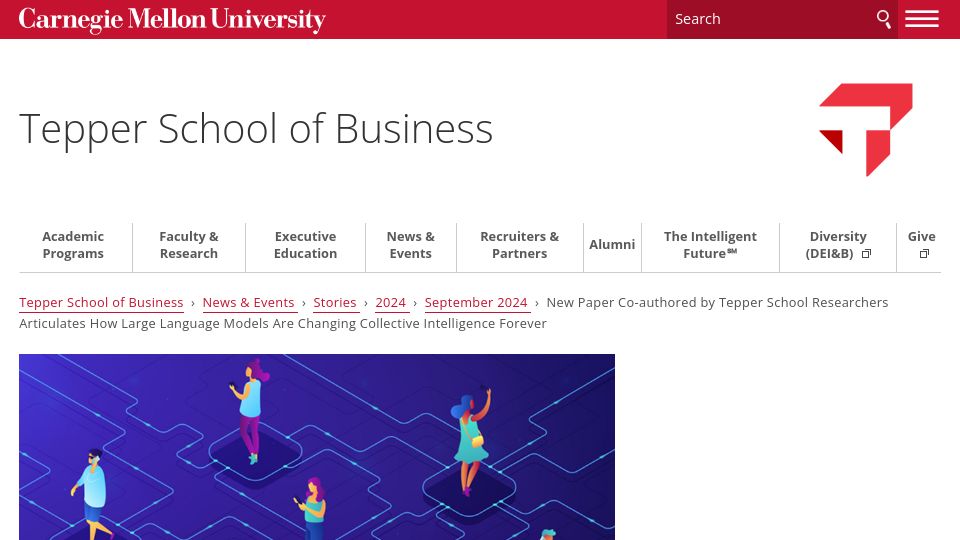 Screenshot of cmu.edu: Large Language Models Are Changing Collective Intelligence Forever