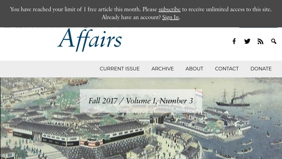 Screenshot of americanaffairsjournal.org: Japan's Eightfold Fence (2017)