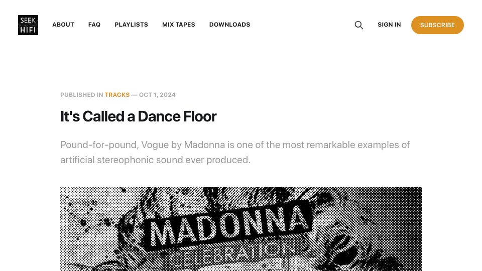 Screenshot of seekhifi.com: It's called a dance floor