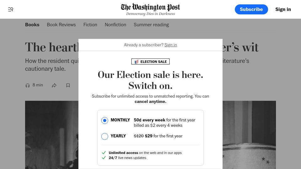 Screenshot of washingtonpost.com: The heartbreak behind Dorothy Parker's wit