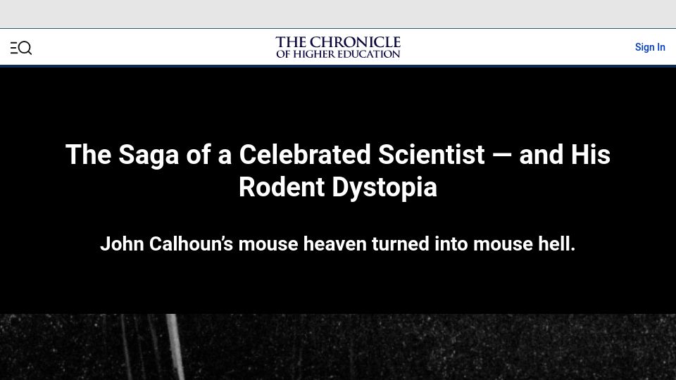 Screenshot of chronicle.com: The Saga of a Celebrated Scientist – and His Rodent Dystopia