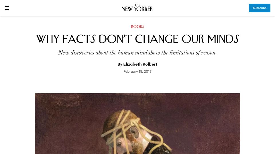 Screenshot of newyorker.com: Why Facts Don't Change Our Minds