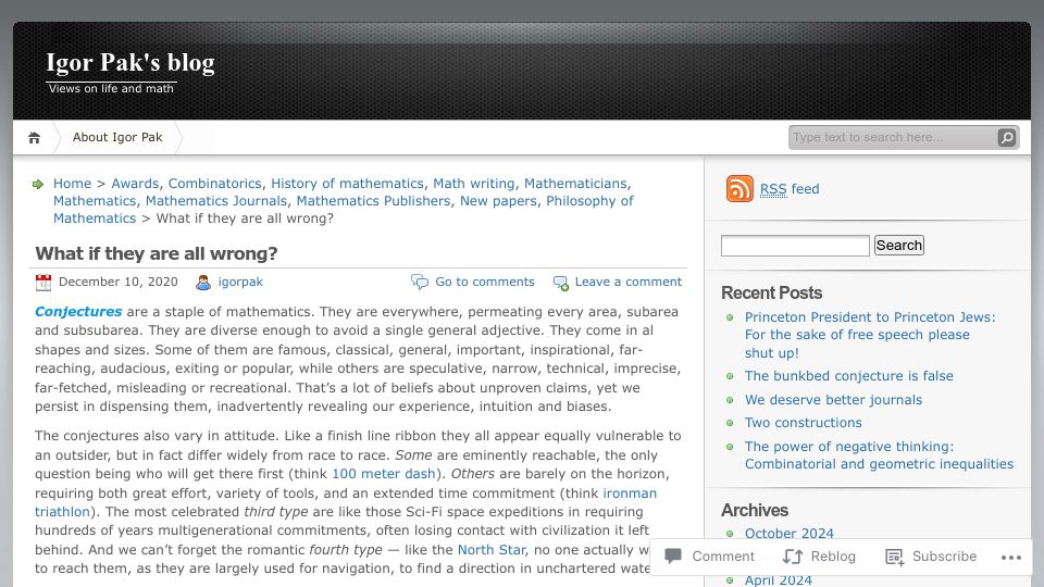 Screenshot of igorpak.wordpress.com: What if they are all wrong? (2020)