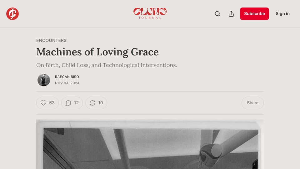 Screenshot of clunyjournal.com: Machines of Loving Grace