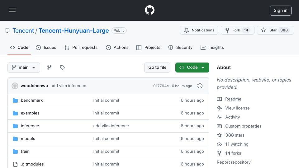 Screenshot of github.com: Tencent Hunyuan-Large