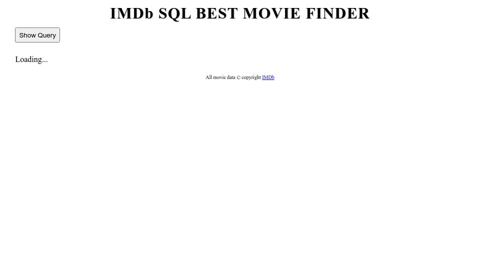 Screenshot of imdb-sql.com: Show HN: IMDb SQL Best Movie Finder
