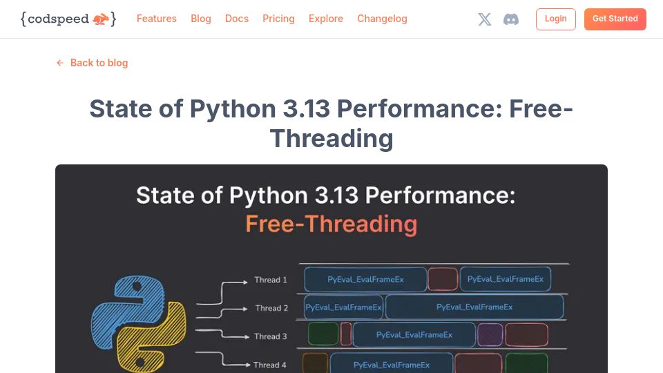 Screenshot of codspeed.io: State of Python 3.13 performance: Free-threading