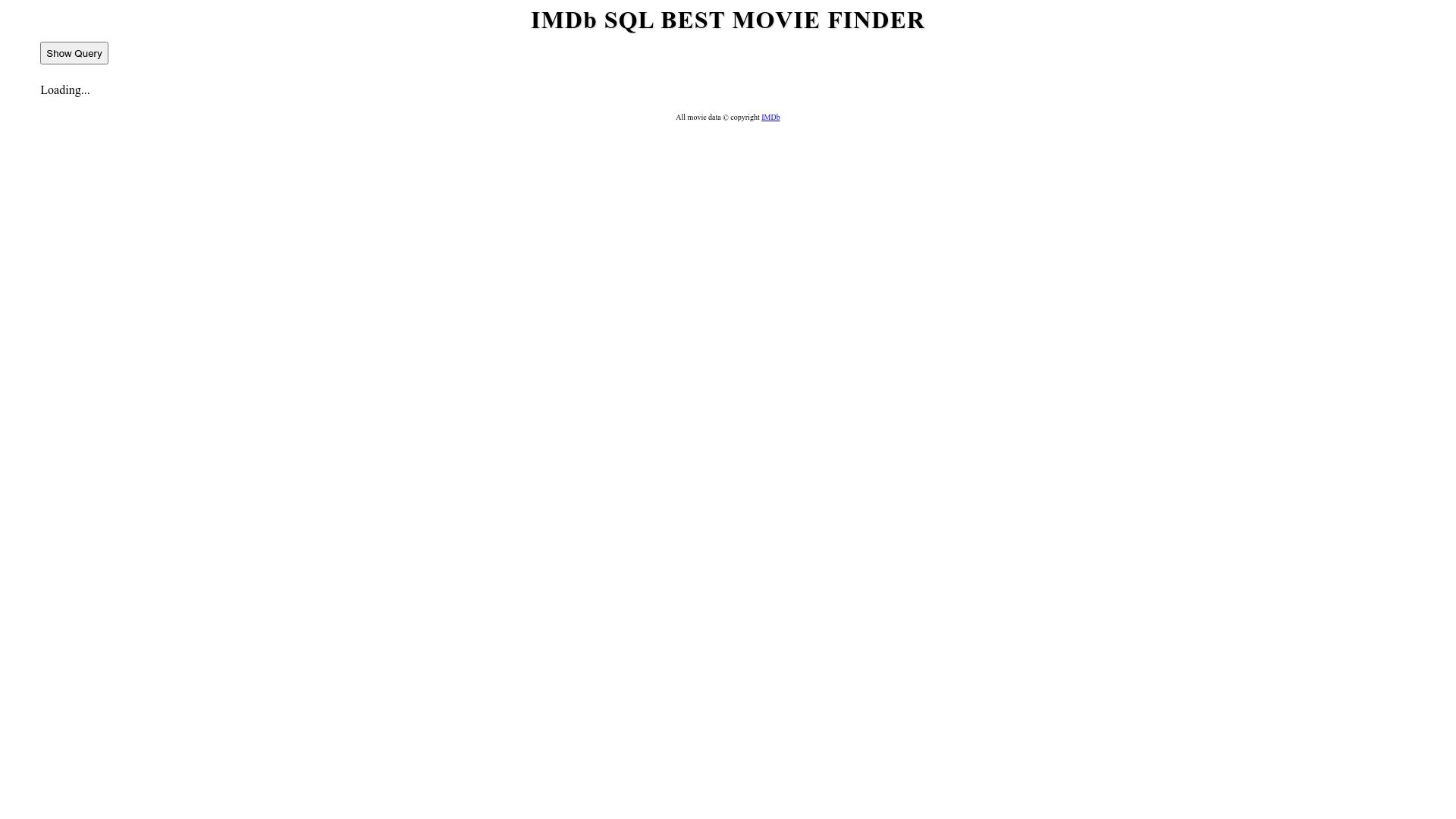 Screenshot of imdb-sql.com: Show HN: IMDb SQL Best Movie Finder