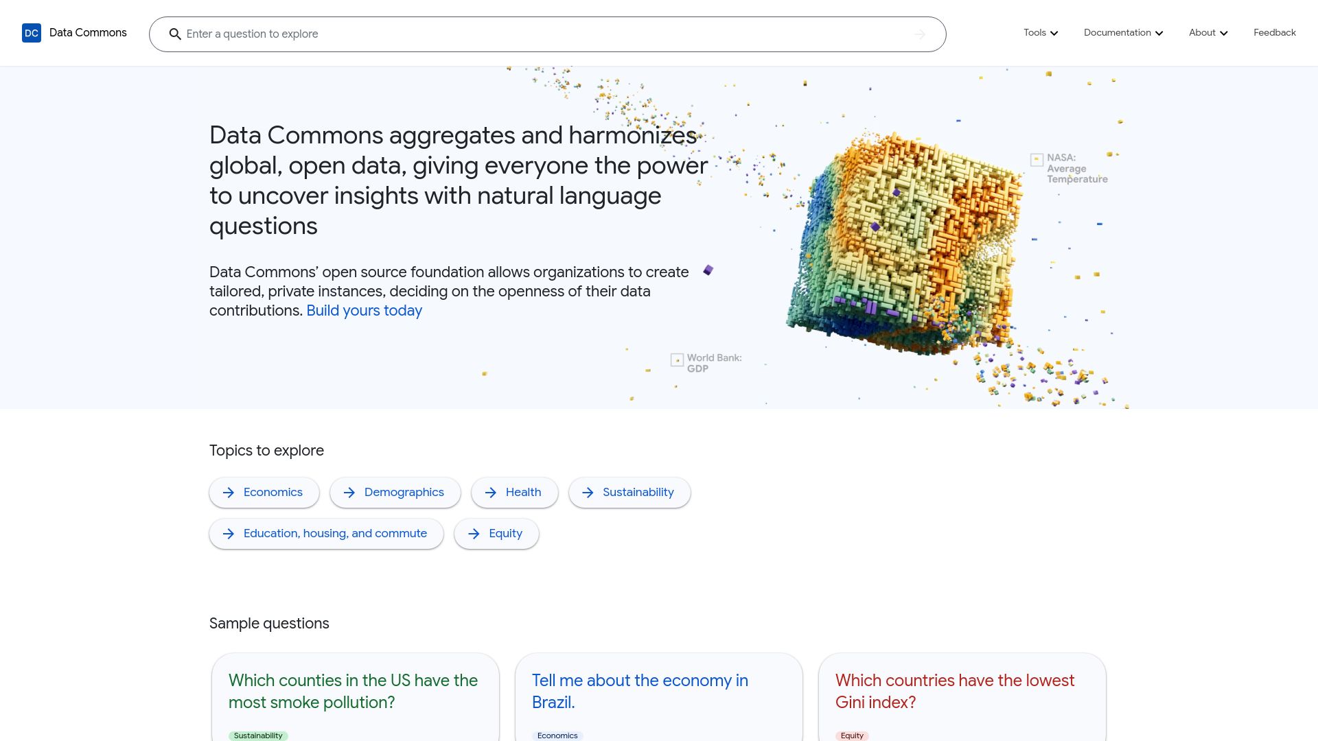 Screenshot of datacommons.org: Data Commons