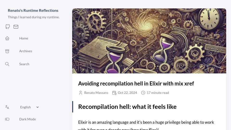 Screenshot of r.ena.to: Avoiding recompilation hell in Elixir with mix xref
