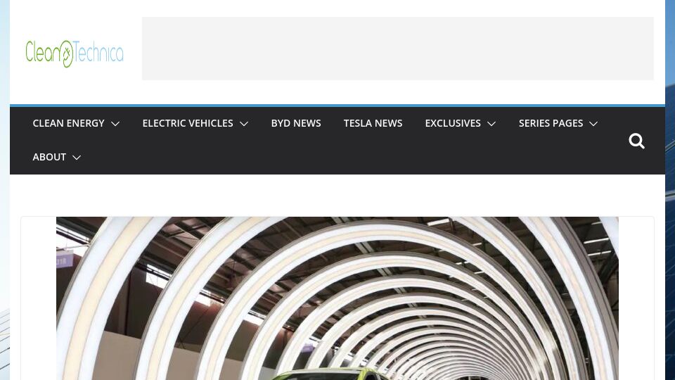 Screenshot of cleantechnica.com: BYD added a Tesla-worth of production capacity over the past 3 months