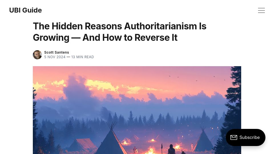 Screenshot of scottsantens.com: The Reasons Authoritarianism Is Growing – and How to Reverse It