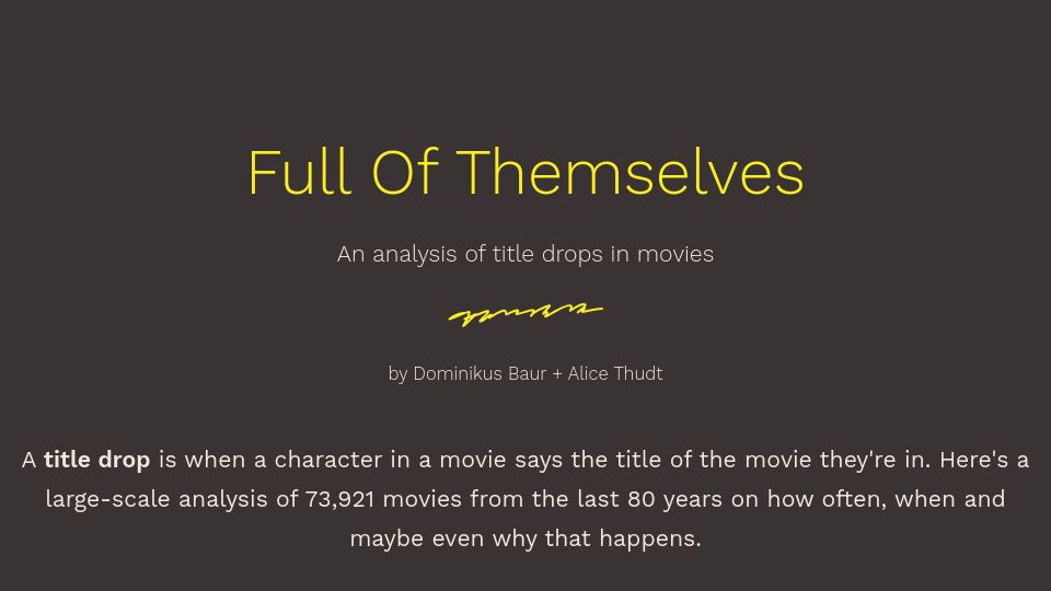 Screenshot of titledrops.net: Title drops in movies