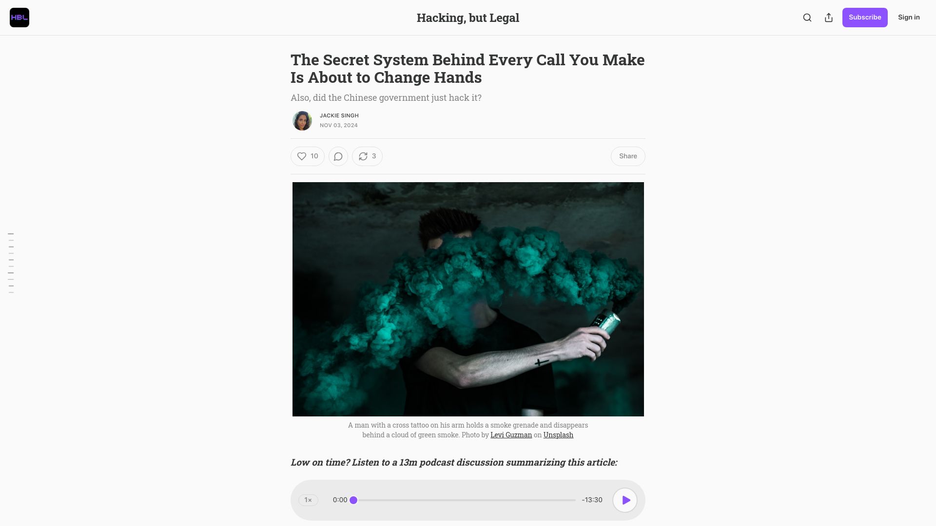 Screenshot of hackingbutlegal.com: The Secret System Behind Every Call You Make Is About to Change Hands