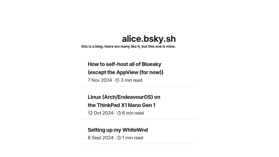 Screenshot of alice.bsky.sh: How to self-host all of Bluesky except the AppView (for now)