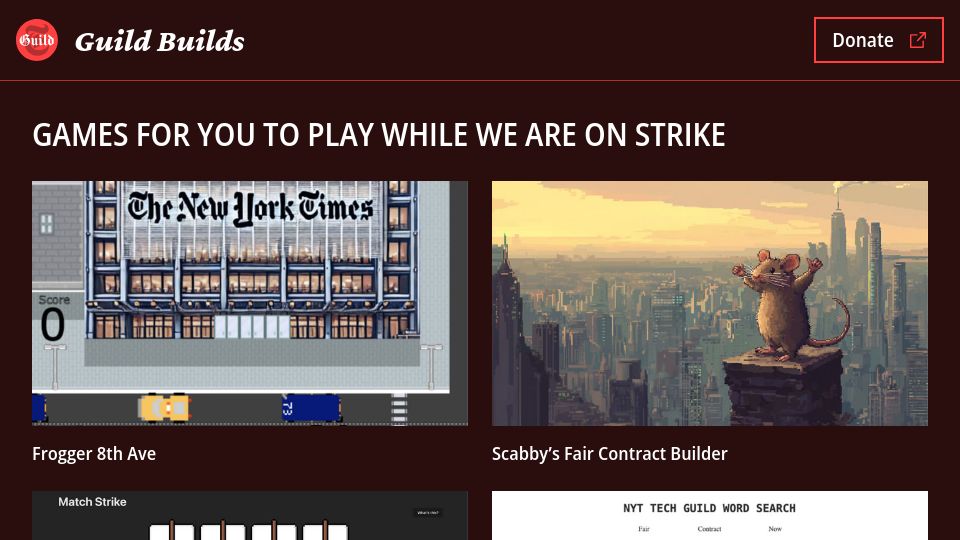Screenshot of nytimesguild.org: Guild Builds