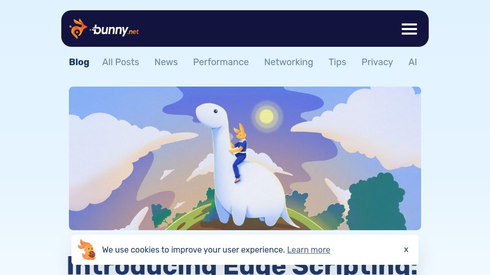 Screenshot of bunny.net: Edge Scripting: Build and run applications at the edge