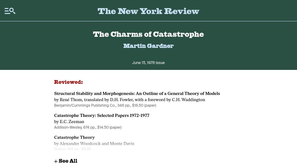 Screenshot of nybooks.com: The Charms of Catastrophe (1978)