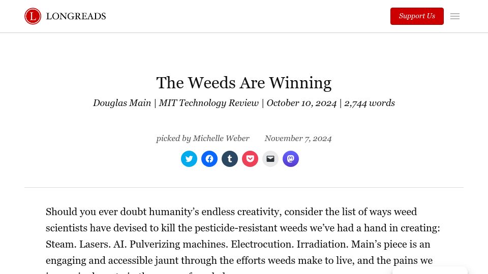 Screenshot of technologyreview.com: The Weeds Are Winning
