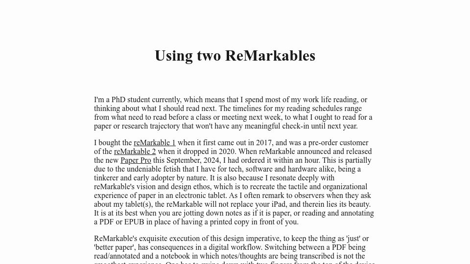 Screenshot of ohrg.org: Using Two ReMarkables
