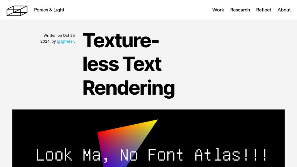 Screenshot of poniesandlight.co.uk: Texture-Less Text Rendering