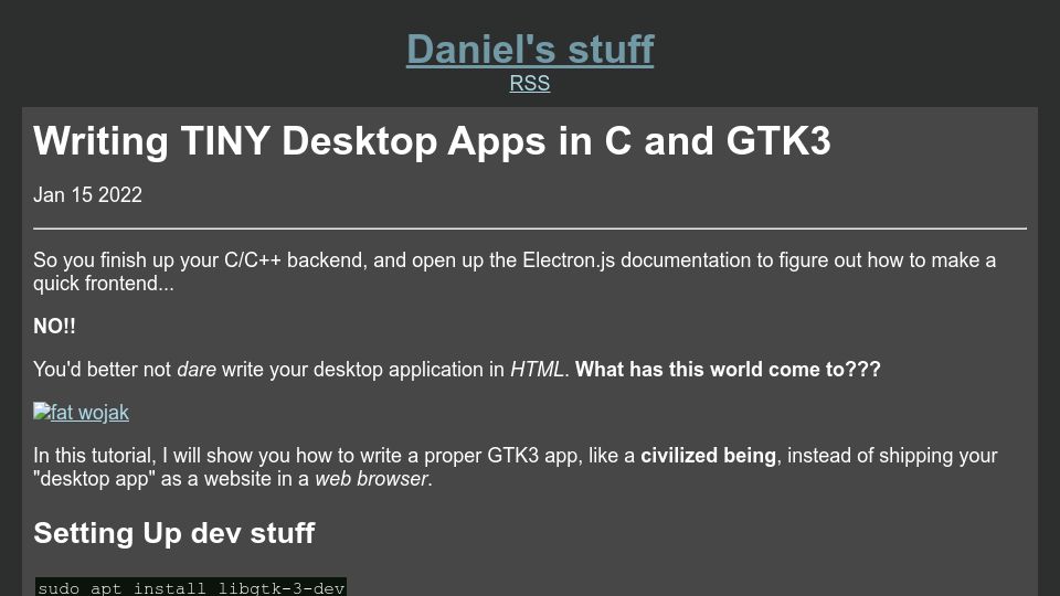 Screenshot of danielc.dev: Writing Tiny Desktop Apps in C and GTK3 (2022)