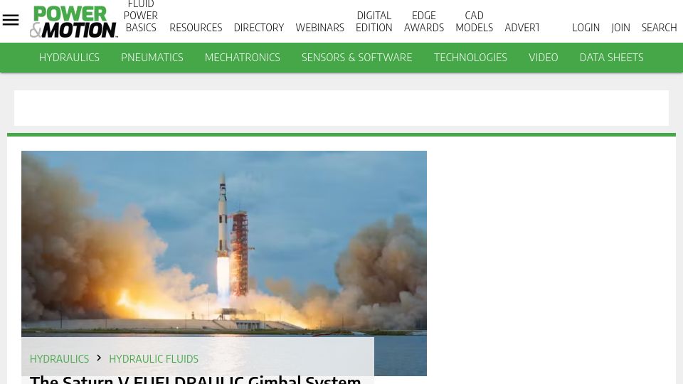 Screenshot of powermotiontech.com: The Saturn V FUELDRAULIC Gimbal System (1963)