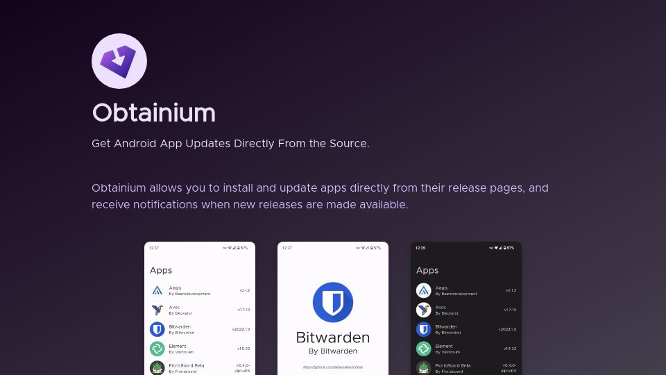 Screenshot of obtainium.imranr.dev: Obtainium: Get Android App Updates Directly from the Source