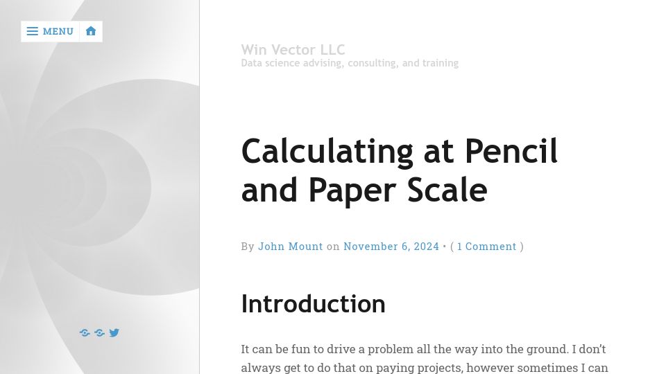 Screenshot of win-vector.com: Calculating at Pencil and Paper Scale