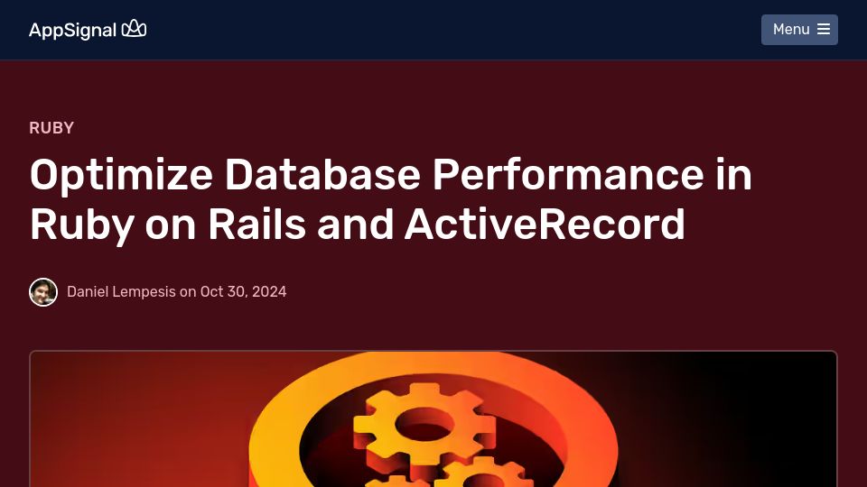 Screenshot of blog.appsignal.com: Optimize Database Performance in Ruby on Rails and ActiveRecord