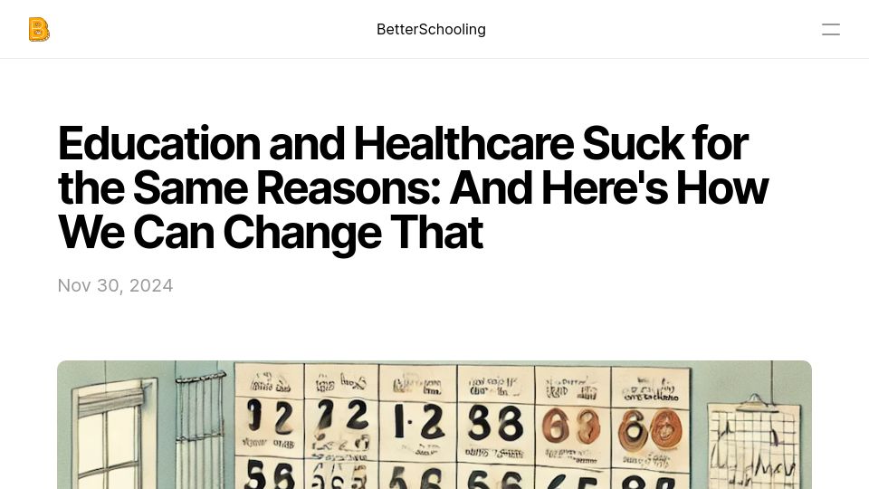 Screenshot of betterschooling.in: Education and Healthcare Suck for the Same Reasons