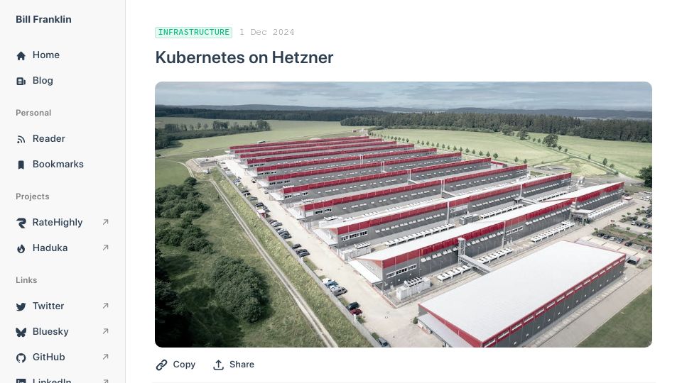 Screenshot of bilbof.com: Kubernetes on Hetzner: cutting my infra bill by 75%