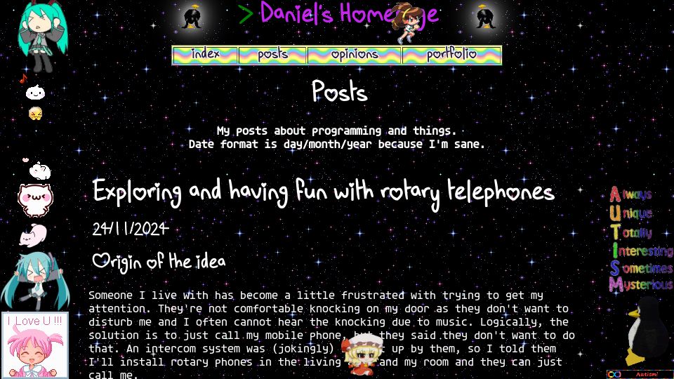 Screenshot of danieljones.au: Exploring and having fun with rotary telephones