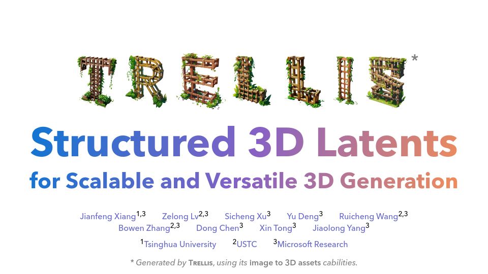 Screenshot of trellis3d.github.io: Trellis – 3D mesh generative model